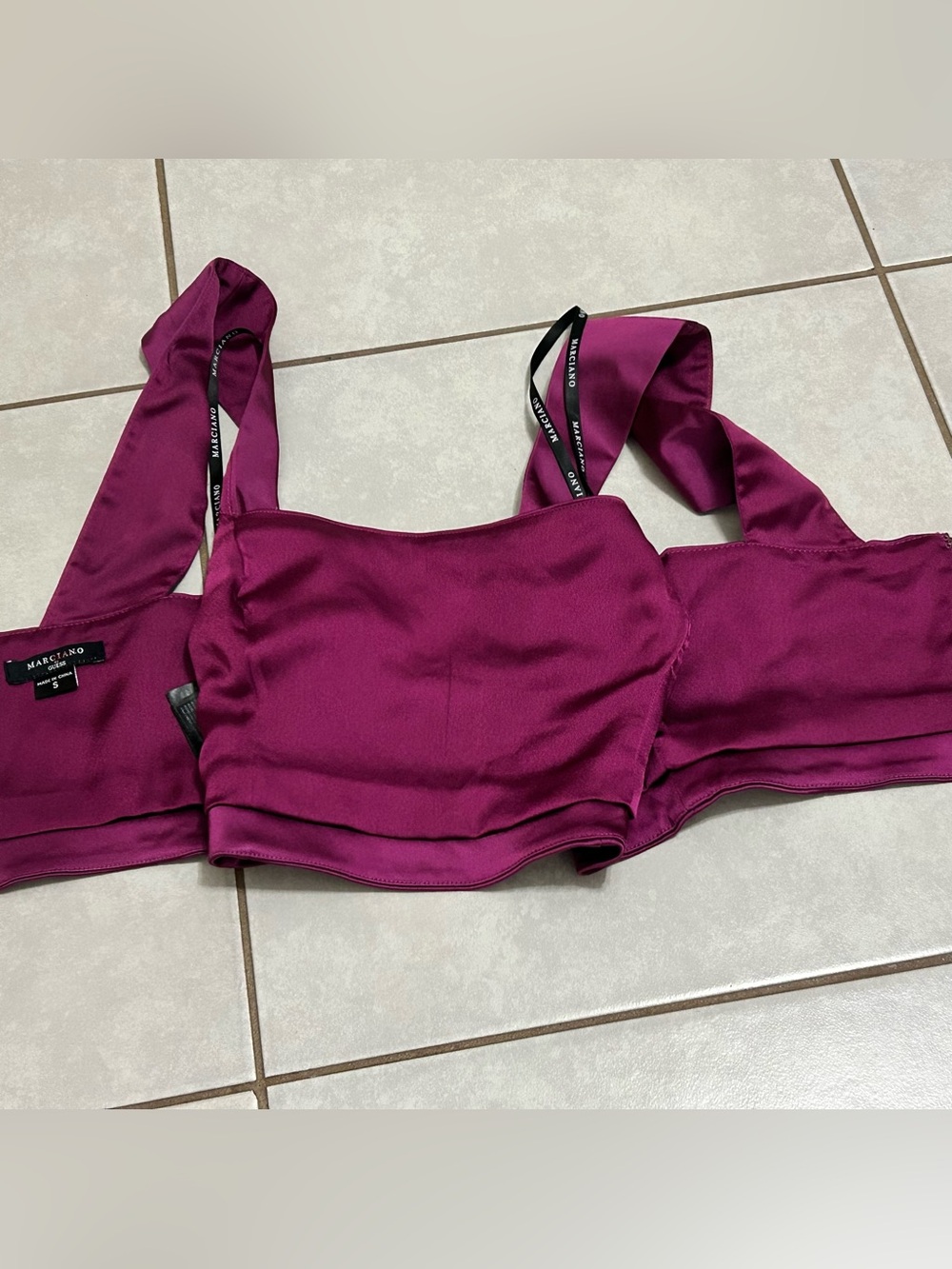 Marciano by Guess Chaya Satin Top in a vibrant magenta - Picture 8 of 8